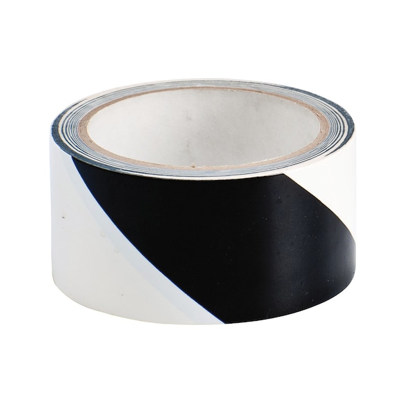 Brady Marking Tape Roll - High Performance Vinyl, Diagonal Stripes, Black on White, 2in x 18 yd, 18PK 55292 - main