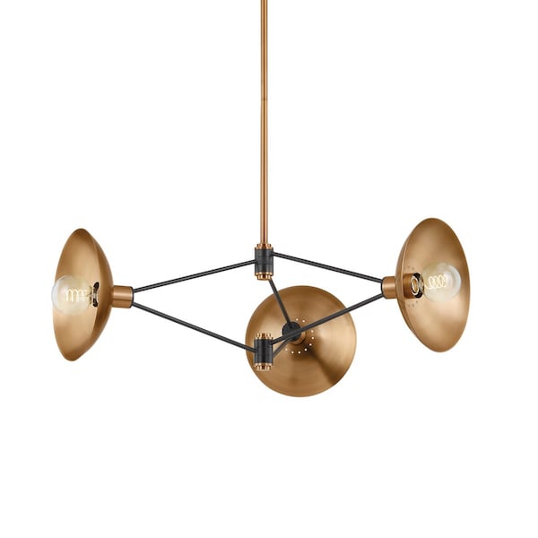 Troy Lighting Axel 3 Light Chandelier 36 In. Patina Brass/Soft Black F1036-PBR/SBK - main