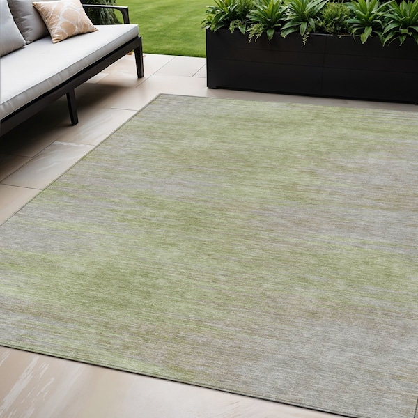 Homeroots 5' X 8' Sage And Artichoke Green Abstract Washable Indoor Outdoor Area Rug 587225 - main