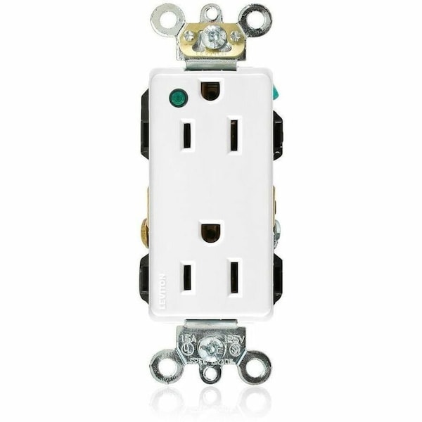 Leviton Hospital Grade Decora Receptacle, 15 Amp, 125 Volt 16262-PLW - main