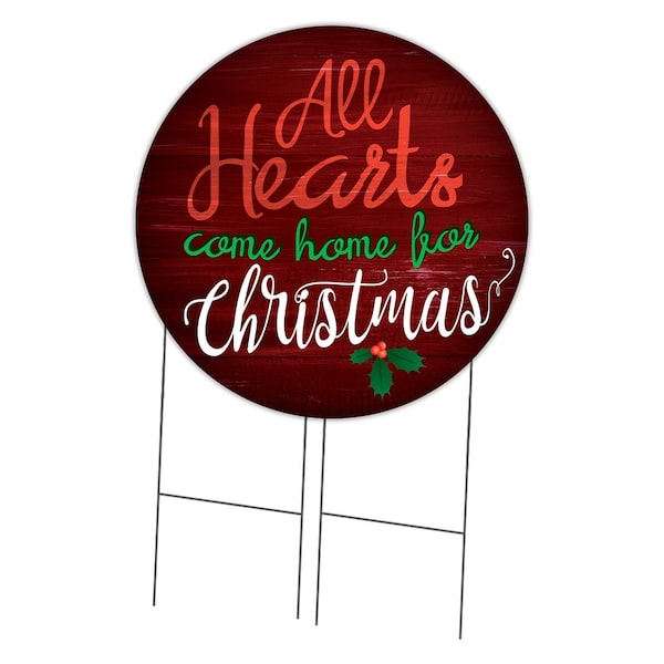 Signmission All Hearts Come Home For Christmas Corrugated Circle Yard Sign C-36-CIR-WS-AllheartscomehomeforChrist - main