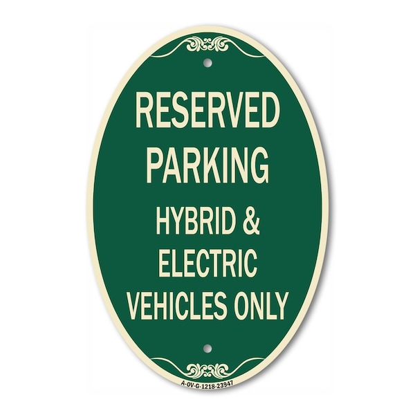 Signmission For Electrical Cars Reserved Parking - Hybrid, 12 In X 18 In Architectural, Heavy Gauge Aluminum A-OV-G-1218-23947 - main