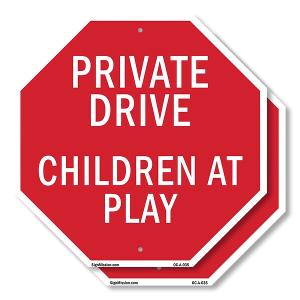 Signmission Private Drive Children at Play, 10 inch X 10 inch, Aluminum Metal Signs, 2PK OC-A-2PACK-10-35 - main