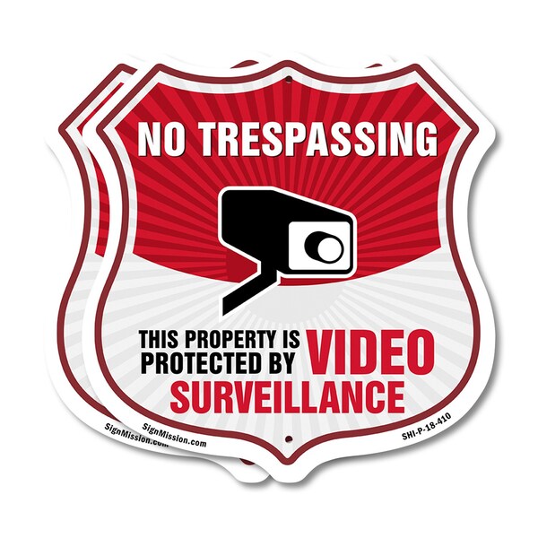 Signmission No Trespassing Shield Sign This Property, 18 inch X 18 inch, Plastic Sign, 2PK SHI-P-2PACK-18-410 - main