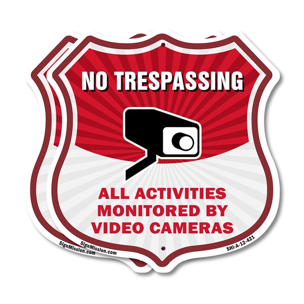 Signmission No Trespassing Shield Sign All Activitie, 12 inch X 12 inch, Aluminum Metal Sign, 2PK SHI-A-2PACK-12-421 - main