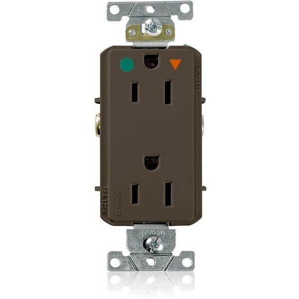 Leviton DPl HG/IG Rec 15A 125V Self-Gr Brn D8200-IGB - main