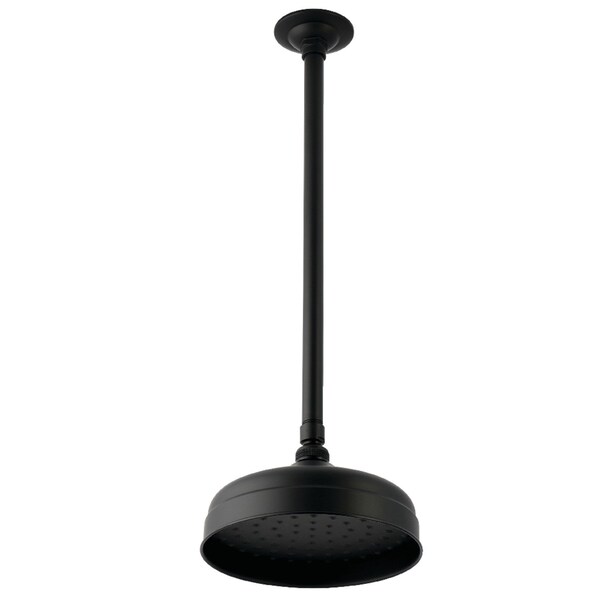 Kingston Brass 8" Round Brass Shower Head with 17" Ceiling Mounted Shower Arm, Matte Black K124K20 - main