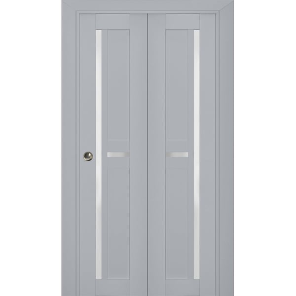 Sartodoors Sliding Closet Bi-fold Doors Grey Solid Core Modern Interior VEREGIO7288BF-GRE-64 x 84 (2* 32x84) - main