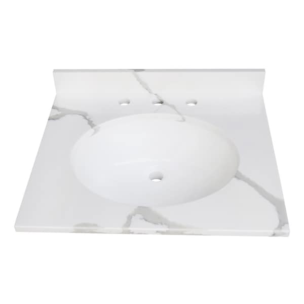 Kingston Brass 25-Inch Solid Surface Vanity Top, 8" Faucet Drillings KVPB2522L38 - main