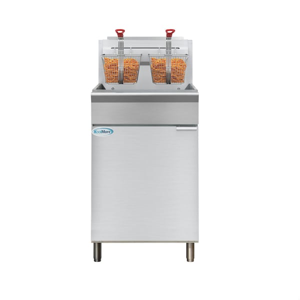 Koolmore 75 lb. Floor Standing Natural Gas Commercial Fryer with 150,000 BTU in Stainless-Steel, ETL Listed KM-FDF75-NG - main