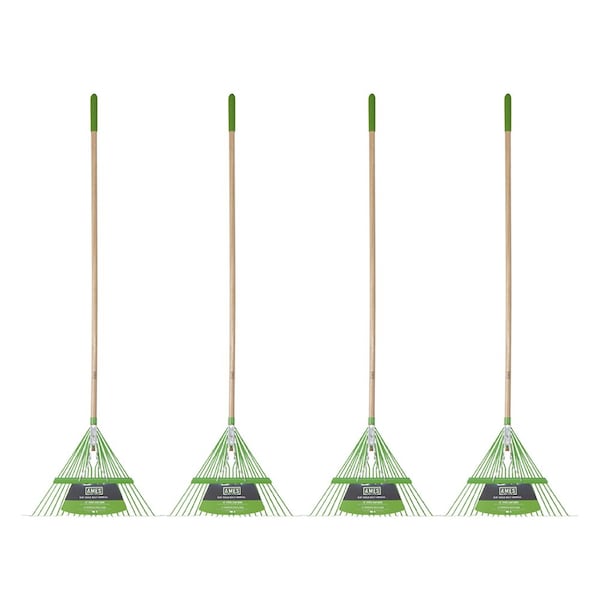 Ames 54 in. Wood Handle Steel Leaf Rake, 22-Tine, 4-Pack 10000-07602 - main