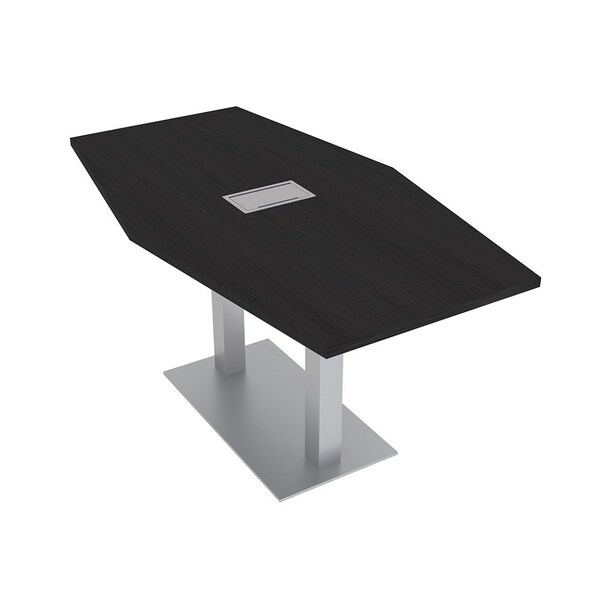 Skutchi Designs Hexagon Conference Table With Power, 36 in W, 60 in L, Black HAR-HEX.IR-36X60-DOU-U999ST19-ESIL - main