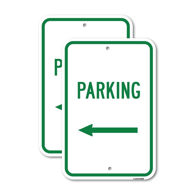 Signmission Parking With Left Arrow, 12'' X 18'' 2 Signs, Heavy Gauge Aluminum, 2PK A-1218-2PACK-24900 - main