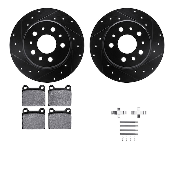 Dynamic Friction Co DFC Rotors-Drilled & Slotted-Black w/ EURO 5000 Ceramic Brake Pads Incl Hdw 8612-63007 - main