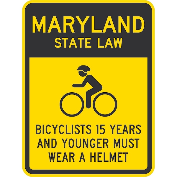 Lyle Bicyclists 15 Years And Younger Must Wear A Helmet (Cyc, 18x24, High Intensity Prismatic, Yellow G-10784-HI_18x24 - main