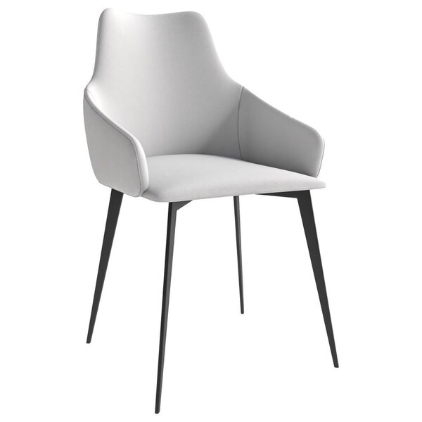 Leisuremod Sonnet Modern Dining Chair in Coconut White Fabric and Iron Legs SC51W - main