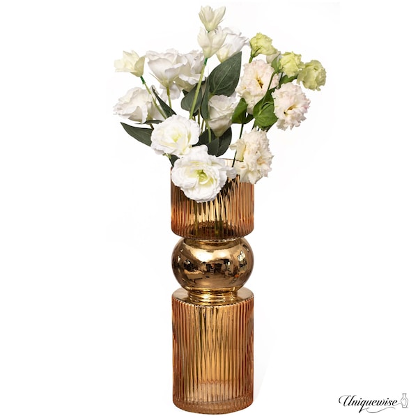 Uniquewise 14-Inch Decorative Orange Tall Glass Vase - Modern Minimalist Decor for Parties, and Special QI004735.OR.L - main