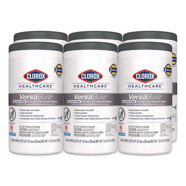 Clorox Cleaner Disinfectant Wipes, 1-Ply, 6.75" x 8", White, 85/Can, PK6 31757 - main