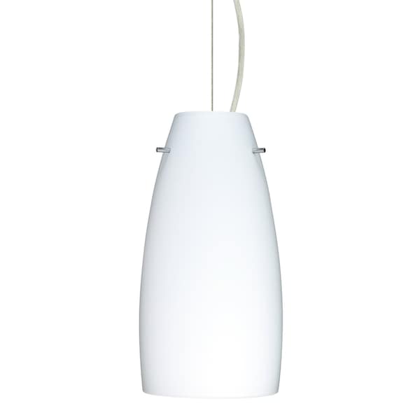 Besa Lighting Tao 10 Cable Hung Pendant, Opal Matte, Satin Nickel Finish, 1x9W LED 1KX-151207-LED-SN - main