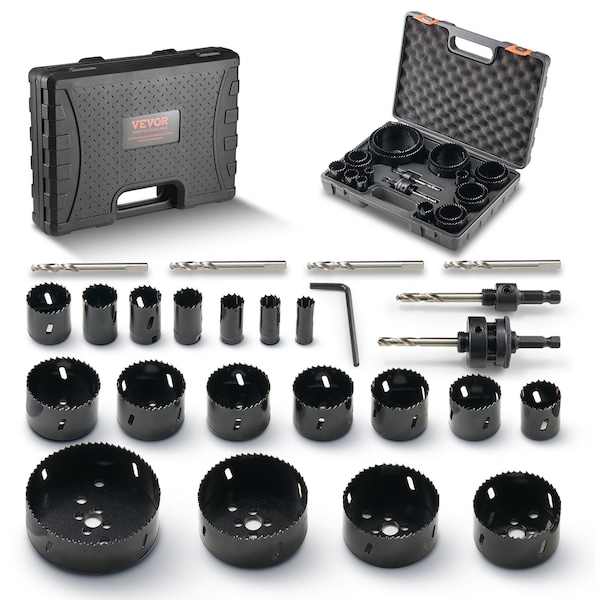 Vevor Hole Saw Kit 18 PCS Saw Blades 6 Drill Bits 1 Hex Wrench Case Bi Metal M42, 18PK RD03-4002 - main