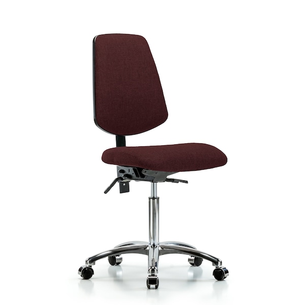 Blue Ridge Ergonomics Fab Med Bench Chair, Bk, Chrm, Cast, Bur, No Arms, 22" to 29" Height, Burgundy BR-FMBCH-MB-CR-T0-A0-NF-CC-F41 - main