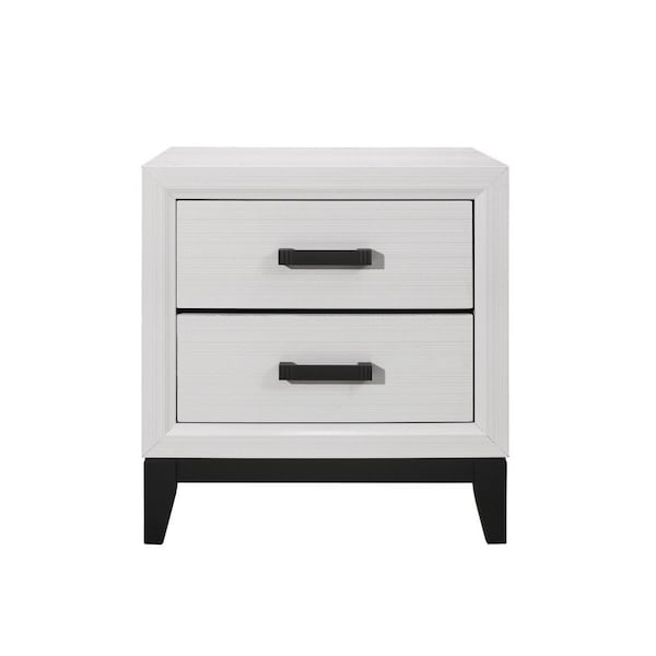 Homeroots 25" White Wood Two Drawer Nightstand 478610 - main