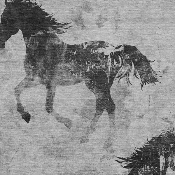 Homeroots 10' X 14' Gray And Charcoal Horse Washable Indoor Outdoor Area Rug 618660 - main