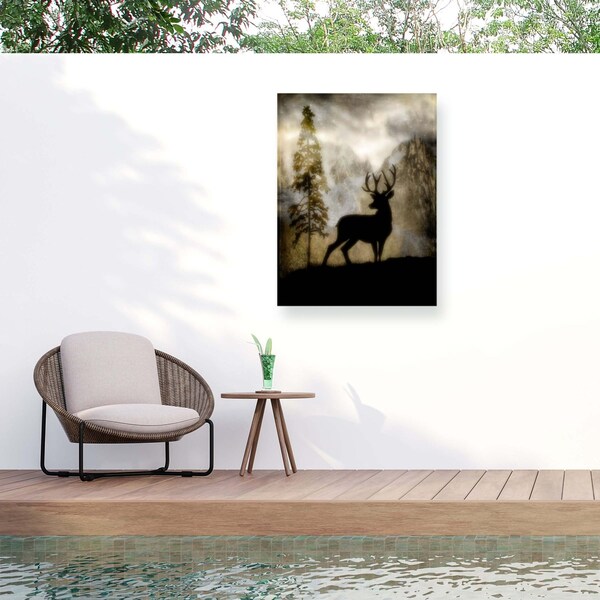 Trademark Fine Art Outdoor Canvas Art LightBoxJournal Mystic Deer Wall Art for Patios, or Gardens ALI10333-OC2432WR - main