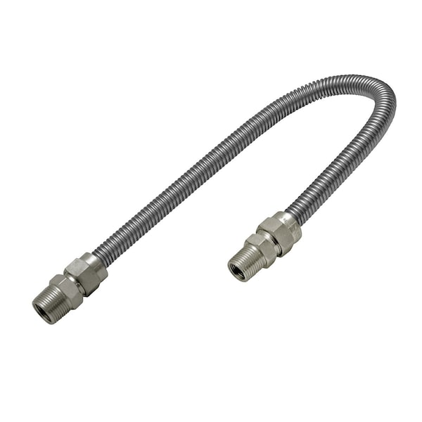 Flextron Gas Line Hose 5/8'' O.D. x 24'' Length 1/2" x 3/4" MIP Fittings, Stainless Steel Flexible Connector FTGC-SS12-24K - main