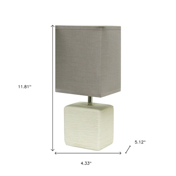 Homeroots 12" White Ceramic Square Table Lamp With Gray Shade 643291 - main