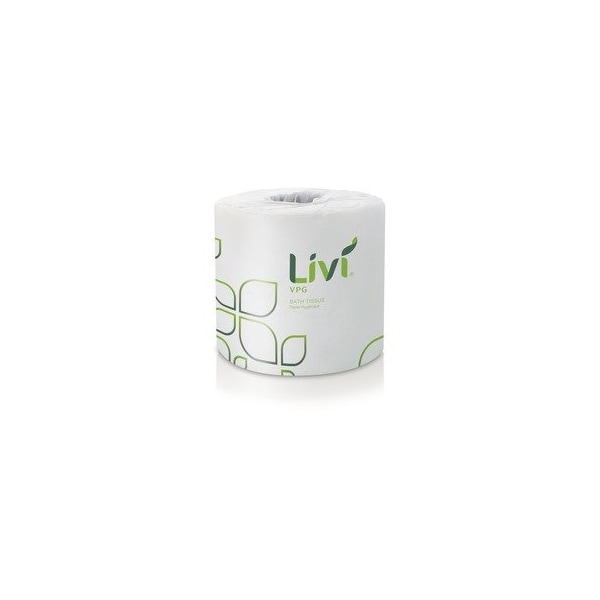 Livi VPG Bath Tissue - 2 Ply - 400 Sheets/Roll - Leaf Emboss Pattern - White - Fiber - 96 Rolls Per, 96PK 21722 - main