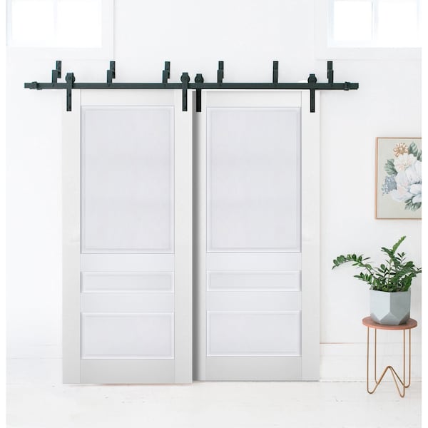 Sartodoors Sliding Closet Barn Bypass Doors White Solid Core Modern Interior VEREGIO7411BBB-WS-36 - main