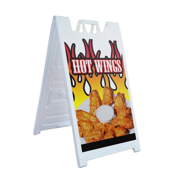 Signmission Hot Wings, A-Frame & 2 Decals Installed, Heavy-Duty Plastic Frame SBHD-D-2436-Hot Wings - main