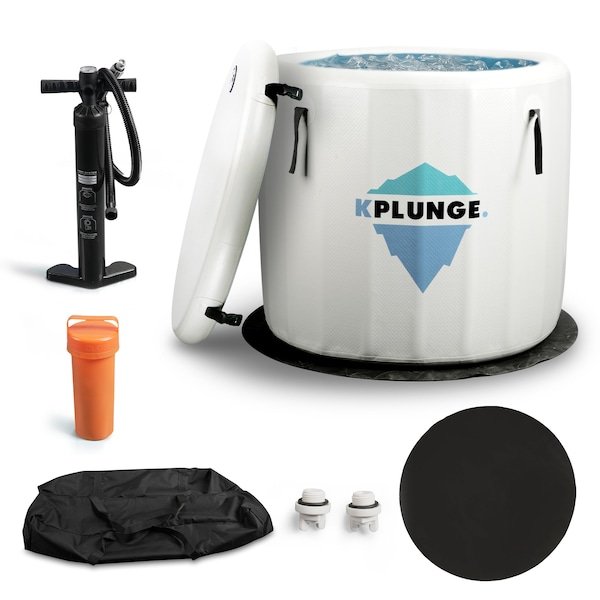 Kplunge Arctic Fox 1-Person Inflatable Cold Plunge, PVC Insulated Lid, Pump, and Repair Kit in Gray CP-IFBAR - main