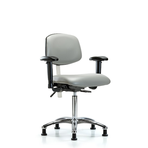 Blue Ridge Ergonomics Clean Room Chair Med Ben Chair, Vin, Chrm, AA, Glds, Dov, CL100, Adjustable Arms, 22" to 29" Height, Dove BR-NCR-VMBCH-CR-T0-A1-NF-RG-8567 - main