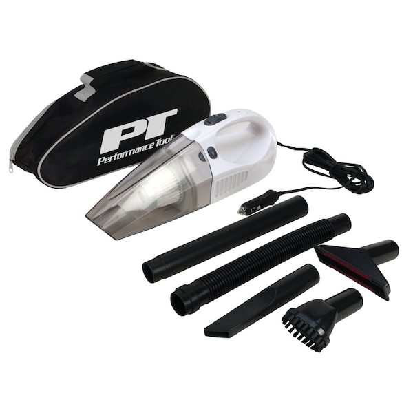 Performance Tool 12V Vacuum Cleaner, Portable, HEPA Filter, Attachments, 13ft Cord W50012 - main