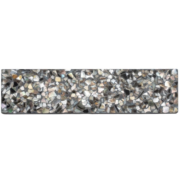 Apollo Tile Amalfi 3x12 in. Black with Amber Pearl flecks Glossy Shell, Terrazzo Elongated Subway Tile, 20PK APLAQT8807BRBLK - main