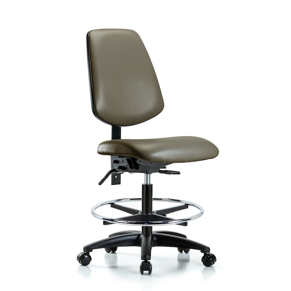 Blue Ridge Ergonomics Vinyl Chair, Med Bench, Med Back, Foot Ring, Casters, Taupe BR-VMBCH-MB-RG-T0-A0-CF-RC-8809 - main
