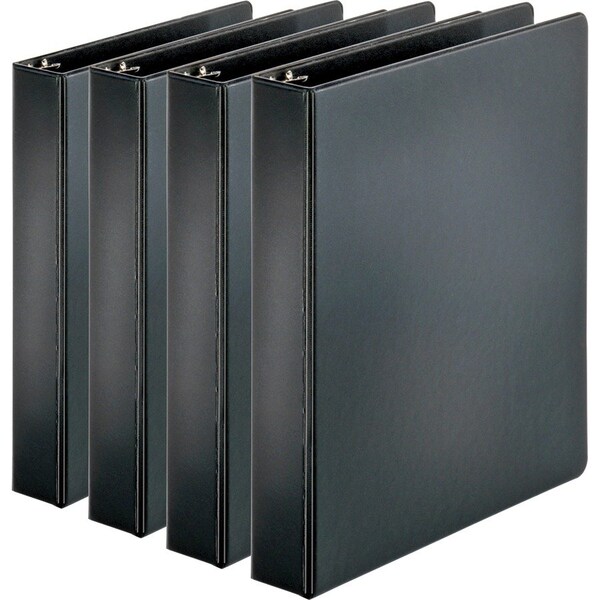 Business Source Basic Round Ring Binders, Black, 4PK BSN28552BD - main
