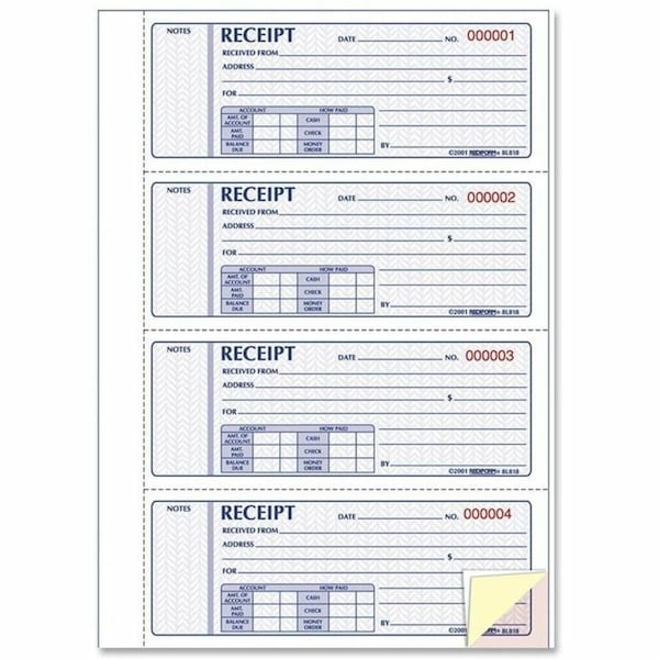 Rediform Hardbound Money Receipt Book, Multi RED8L818 - main