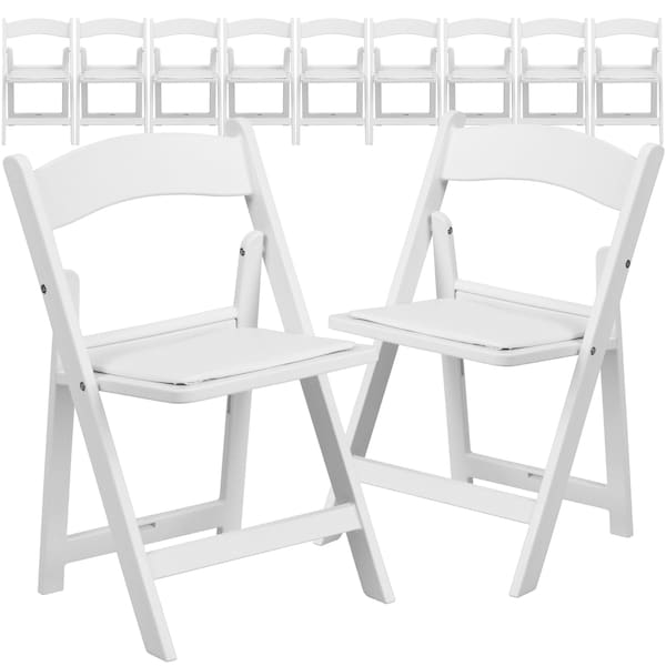 Flash Furniture Kids White Resin Folding Chair with White Vinyl Padded Seat, PK11 11-LE-L-1K-GG - main