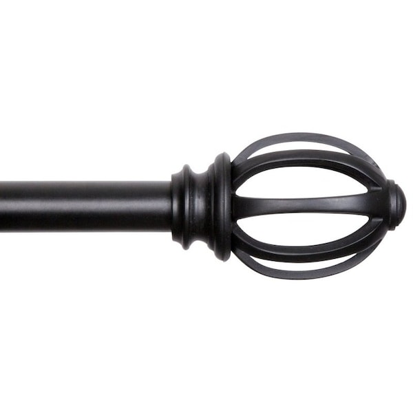 Kenney Mfg Fast Fit Curtain Rod, 58 in Dia, 36 to 66 in L, Steel, Black KN75240 - main