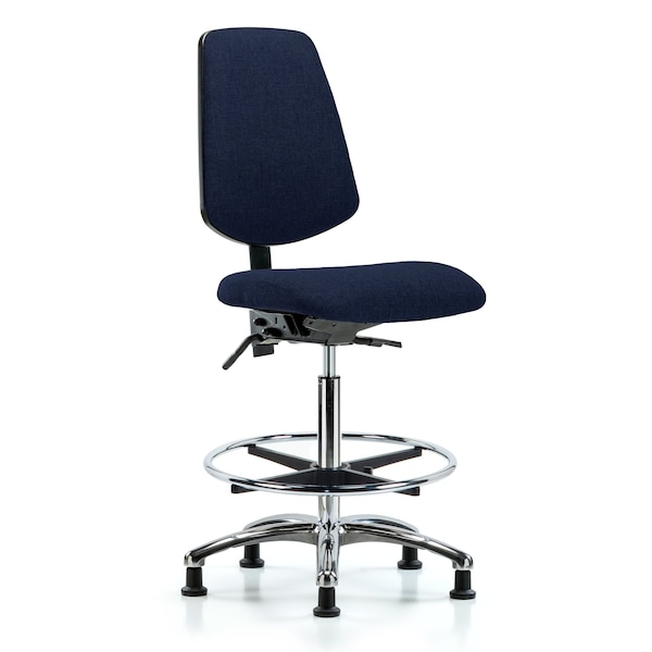 Blue Ridge Ergonomics Fab Hi Bench Chair, Med, Bk, CF, Glds, Navy, No Arms, 26" to 35-1/2" Height, Dark Blue BR-FHBCH-MB-CR-T1-A0-CF-RG-F45 - main