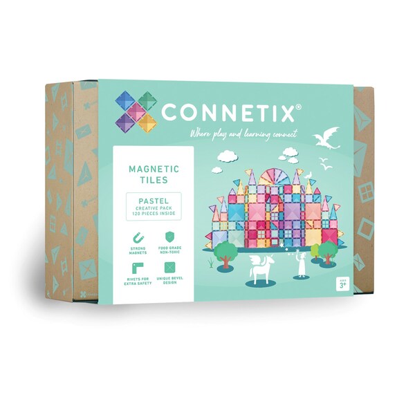 Connetix Magnetic Tiles Pastel Creative Pack, 120-Piece Set CT-P-00120-CR - main