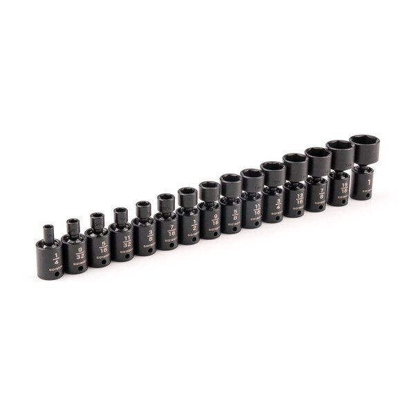 Tekton 3/8 Inch Drive 6-Point Universal Joint Impact Socket Set, 15-Piece 1/4-1 in. SID97001 - main