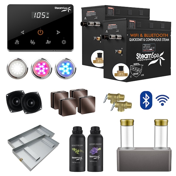 Steamspa 24KW Steam Bath Generator, Wireless Remote, BLUETOOTH, WIFI, Dual Aroma Pump, Oil Rubbed Bronze BKWS2400ORB-ADP - main