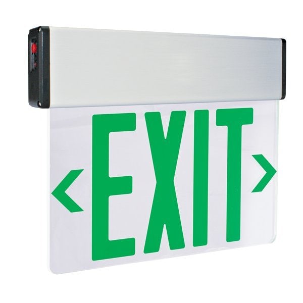 Elco Lighting LED Edge Lit Exit Sign, Battery Backup, Red & Green Letters EDGLIT1RG - main
