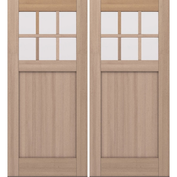 Doornmore CRF-P1G6, 74.5" x 82" ( 2x36" Door) Left Hand, Mahogany SDL 6 Lite Exterior Door CRF-P1G6-SW-3680_2_LI - main