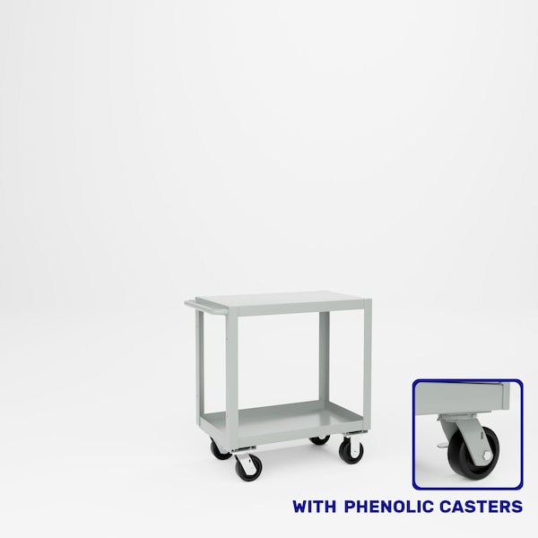 Pucel Heavy Duty Shop Truck, 30 in W x 18 in D x 33.5 in H, Two Shelves, Push Handle, Light Blue 1830-DT-2P - main
