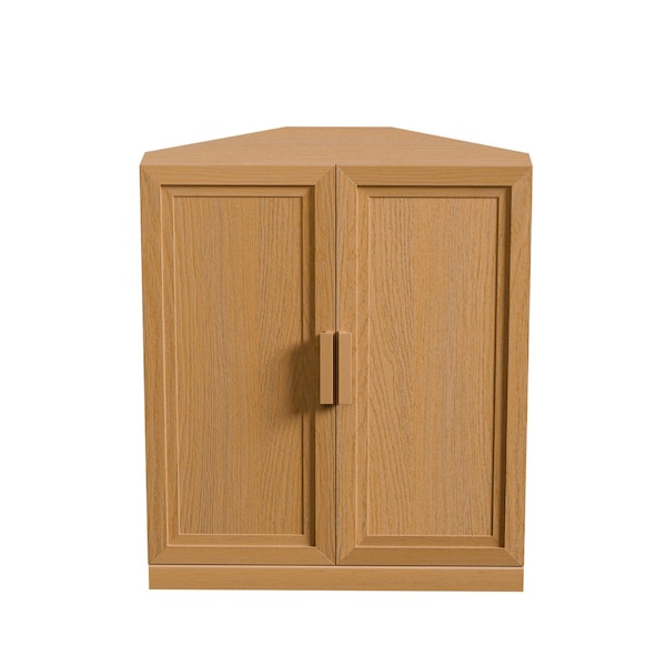 Homeroots Set Of Four Brown Wood Corner Accent Cabinet With Two Doors 712125 - main